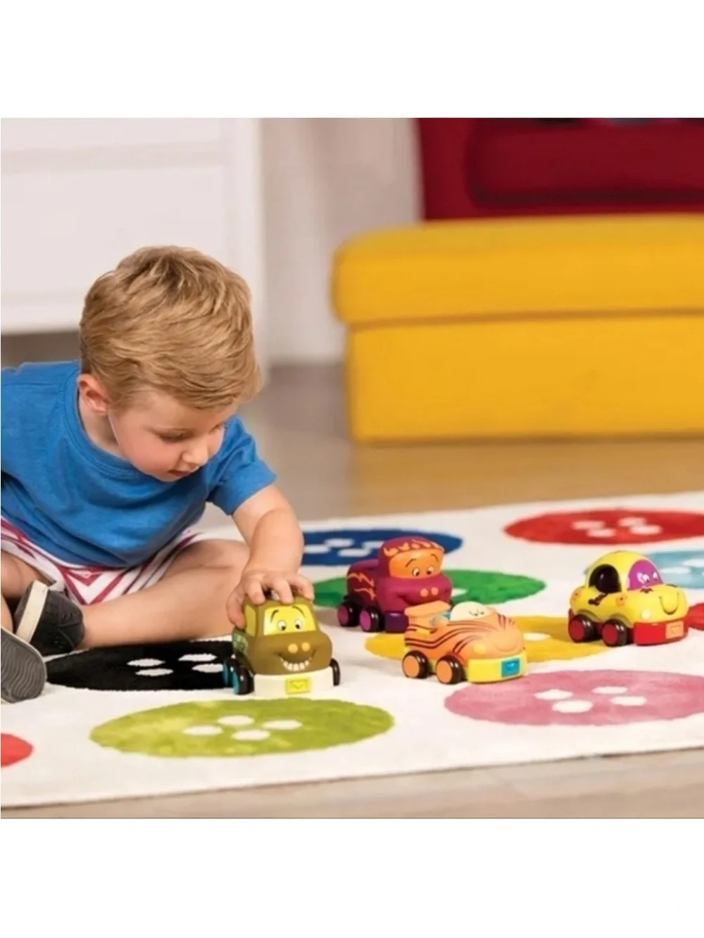 Bright Pull-Back Toy Car Pack - Yellow, Orange, Pink, Brown